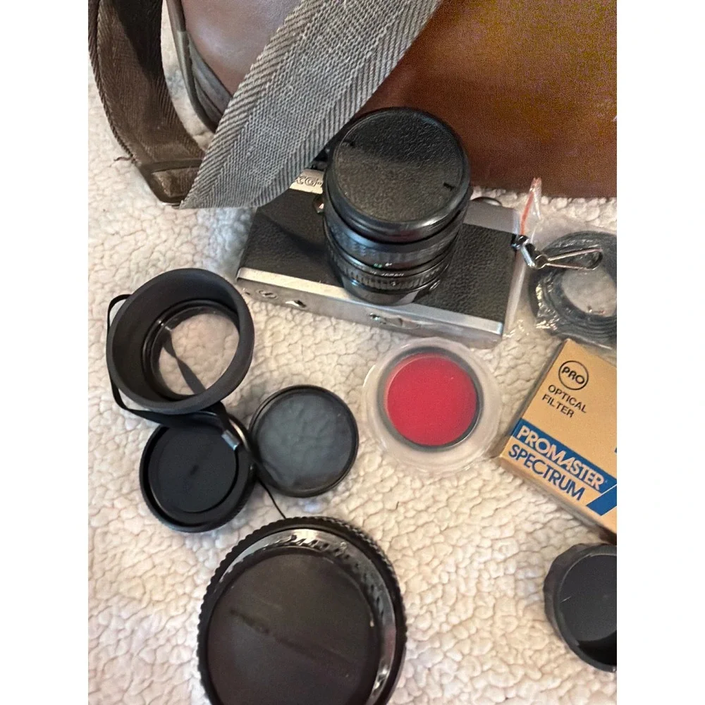 Vintage Minolta SLR Film‎ Camera Bundle with Lenses Filters and Brown Bag